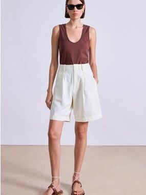 Apiece Apart Cream Bari Bermuda Short, size 8